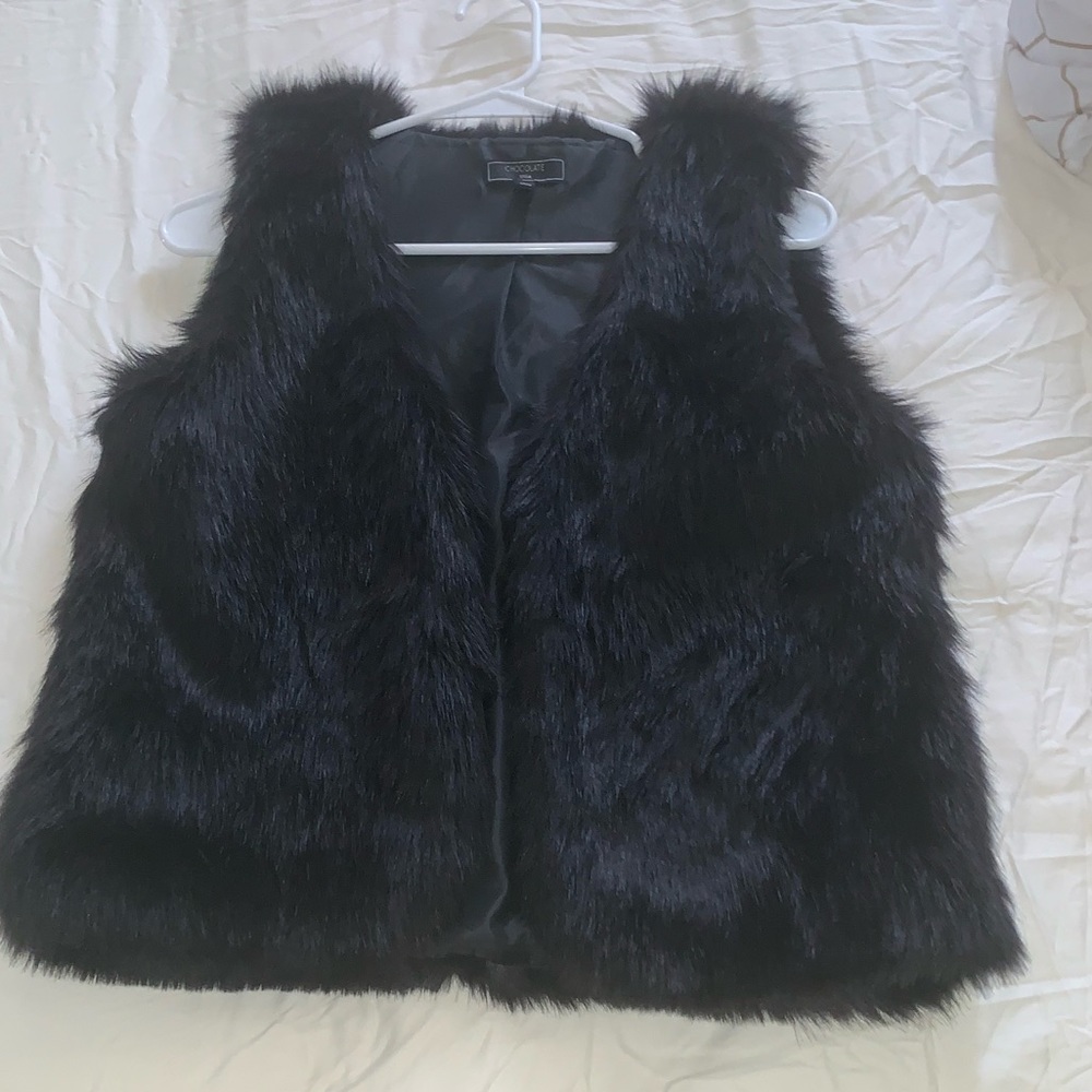 🎀Black faux fur vest / jacket/ coat - Picture 6 of 7
